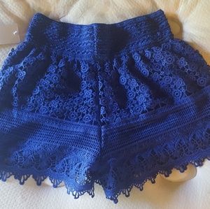 Royal Blue Lace Shorts